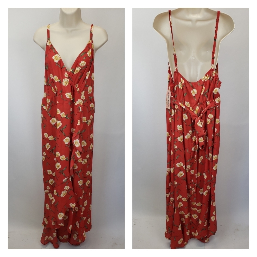 Inspired Hearts red floral plus size maxi dress size 3X NEW